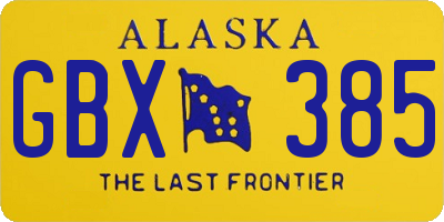 AK license plate GBX385