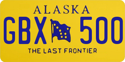 AK license plate GBX500