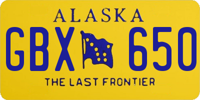 AK license plate GBX650