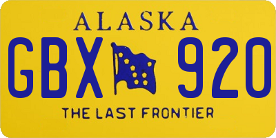 AK license plate GBX920
