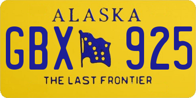 AK license plate GBX925