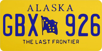 AK license plate GBX926