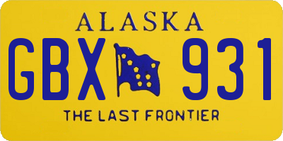 AK license plate GBX931