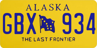 AK license plate GBX934