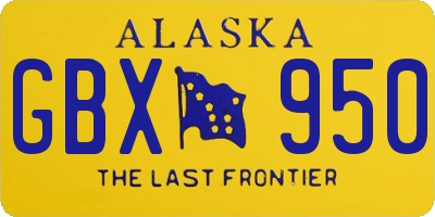 AK license plate GBX950