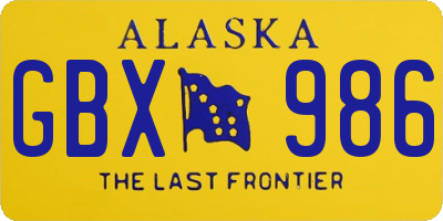 AK license plate GBX986