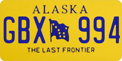 AK license plate GBX994
