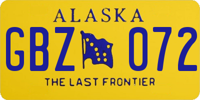 AK license plate GBZ072