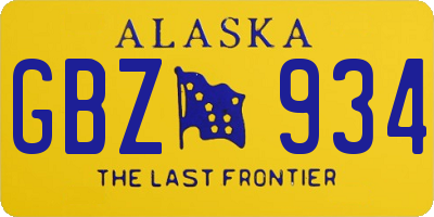 AK license plate GBZ934