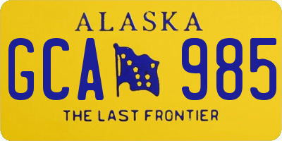 AK license plate GCA985