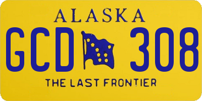AK license plate GCD308