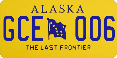 AK license plate GCE006