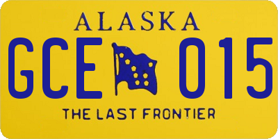 AK license plate GCE015