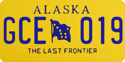 AK license plate GCE019