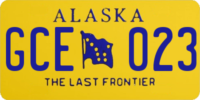 AK license plate GCE023