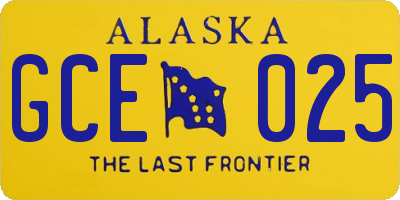 AK license plate GCE025