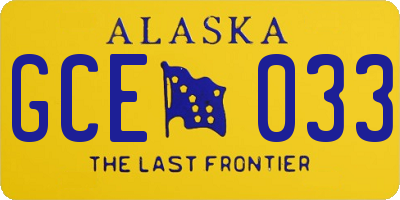 AK license plate GCE033