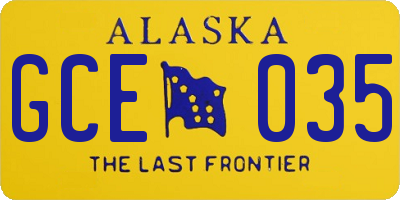 AK license plate GCE035