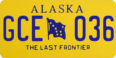 AK license plate GCE036