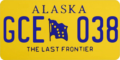 AK license plate GCE038