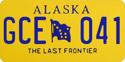 AK license plate GCE041