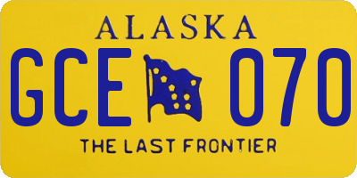 AK license plate GCE070