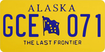 AK license plate GCE071