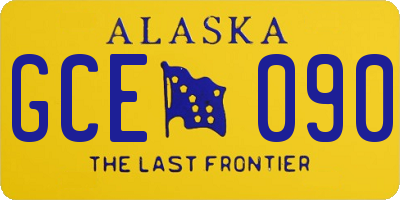 AK license plate GCE090