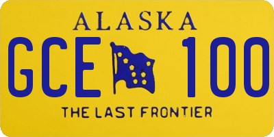 AK license plate GCE100