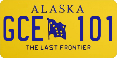 AK license plate GCE101