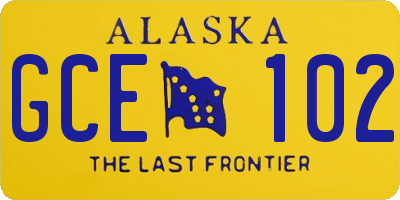 AK license plate GCE102