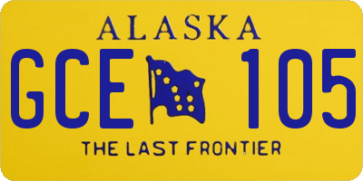 AK license plate GCE105