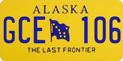 AK license plate GCE106