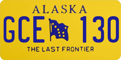 AK license plate GCE130