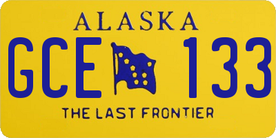 AK license plate GCE133