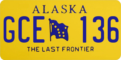 AK license plate GCE136