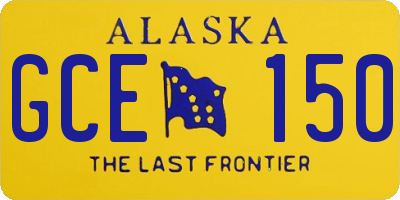 AK license plate GCE150