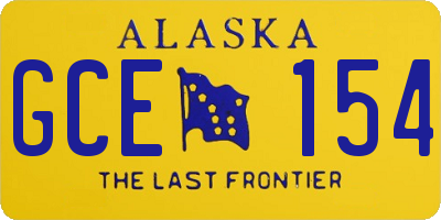 AK license plate GCE154