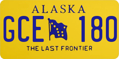 AK license plate GCE180