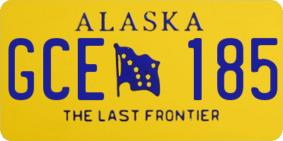 AK license plate GCE185