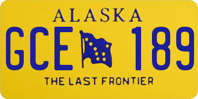 AK license plate GCE189