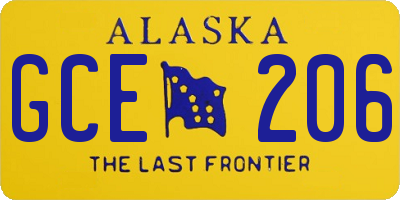 AK license plate GCE206