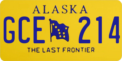 AK license plate GCE214