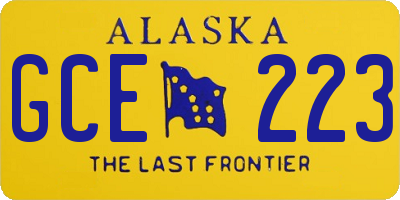 AK license plate GCE223
