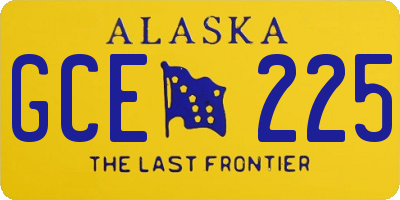 AK license plate GCE225