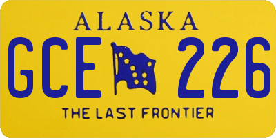 AK license plate GCE226