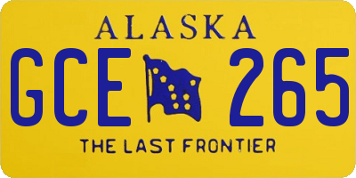 AK license plate GCE265