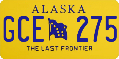 AK license plate GCE275