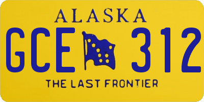AK license plate GCE312