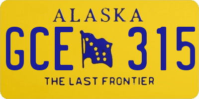 AK license plate GCE315